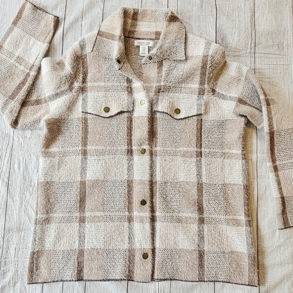 Rachel Zoe Size 1X Soft Cozy Fuzzy Snap Front Shacket Shirt Fall Winter Comfy - Picture 2 of 9